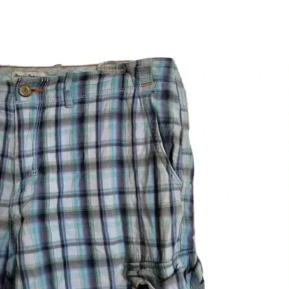 Tommy Bahama Men's Aqua Blue Plaid Cotton Shorts - Picture 6 of 12